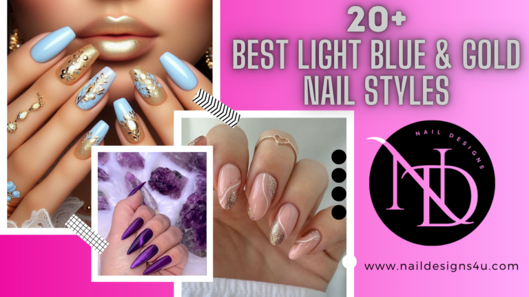 Try The Best Light Blue and Gold Nails Design in 2025 29 Light Blue And Gold Nails