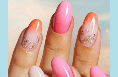35+ Pink Summer Nails ideas for Trendy style in 2025 19 Clear glossy orange and pink summer nails for a vibrant look