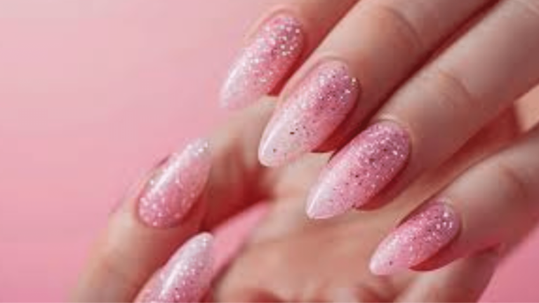 pink glitter nails