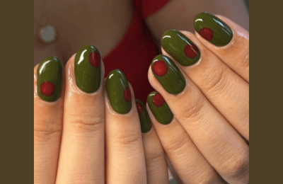 Stunning dark olive classy Autumn Nail designs
