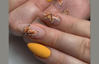 fall leaf nail design with classy look