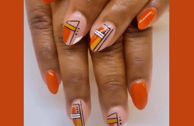 Geometric Fall Nails  with Classy Autumn look