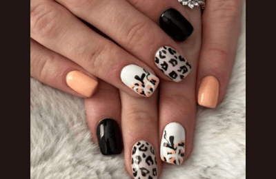 Leopard Pumpkin Nails