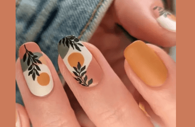 deep berry and soft nude shades nails