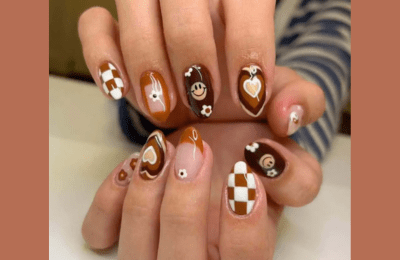Checkerboard & Smiley Art nails