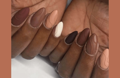 Matte waves nails with nude colors