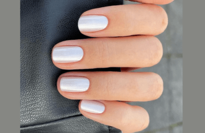 Pearly white nails with Autumn Nails