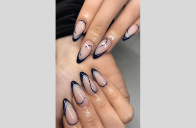 40 Navy Blue Nail Designs to Elevate Your Style 2025 15 swirl french navy blue nail ideas