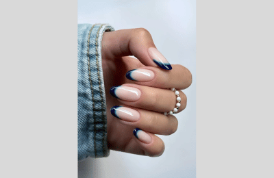 40 Navy Blue Nail Designs to Elevate Your Style 2025 19 navy blue and green double french nail designs