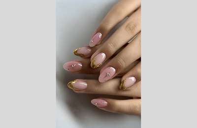 Cute Pink Nails with gold accents