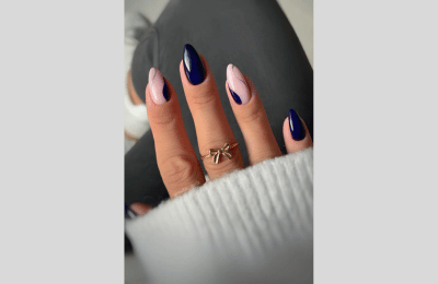 40 Navy Blue Nail Designs to Elevate Your Style 2025 27 Navy blue nails with glitters line