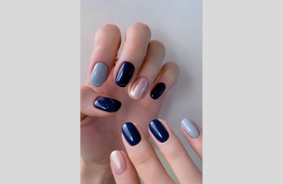 40 Navy Blue Nail Designs to Elevate Your Style 2025 29 Navy blue and gray nail designs