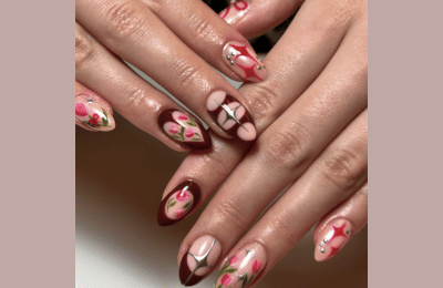 starlit blooms nail art