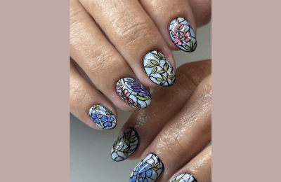short painted petal spring nails 