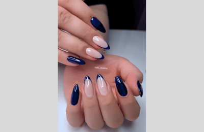 40 Navy Blue Nail Designs to Elevate Your Style 2025 31 Navy solid and french tip nails