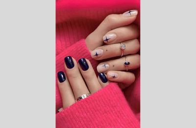 40 Navy Blue Nail Designs to Elevate Your Style 2025 37 Dark blue with celestial nails