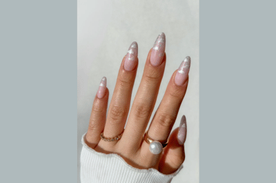 Cloud Nails with glitter accents