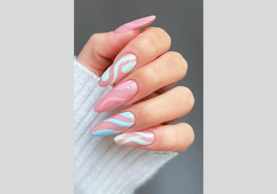 20 Swirl Nail Art: Lavender, Pink & Blue Nail Designs 14 Nails with soft pastel lines