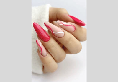 20 Swirl Nail Art: Lavender, Pink & Blue Nail Designs 15 Red and white swirl nail art