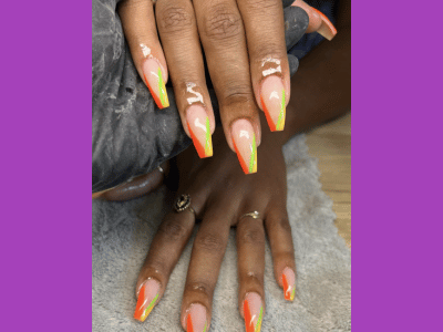 Colorful French manicure, May nail designs with funky tips