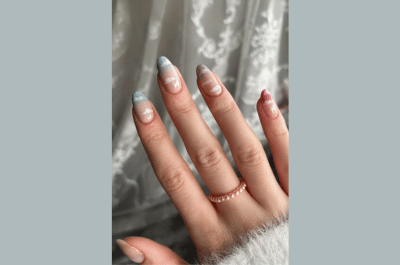 Short Pastel cloud nails with french tips