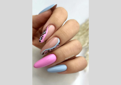 20 Swirl Nail Art: Lavender, Pink & Blue Nail Designs 21 Pink, blue and leopard swirl nail art