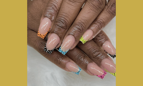 25 Must Try Polka Dot Nail Designs for a Stylish Look 21 Rainbow polka dot nail designs combining vibrant colors for a bold look
