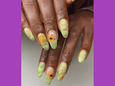 Sunflower nail designs, May nail ideas with tropical vibes