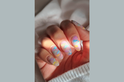 Nails with Pastel Clouds theme