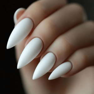 Matte white summer nails with a soft and elegant vacation look