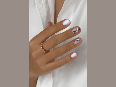 50 Stunning Short Spring Nail Designs Trending in 2025 50 Silver short nails with butterfly mani