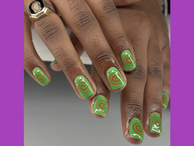 Circular nail designs for May, cool nail ideas with vibrant hues