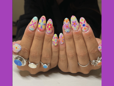 Colorful floral nail designs, May nail ideas with bright colors