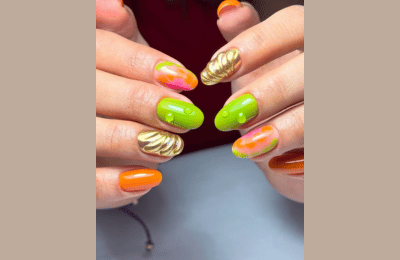 simple summer nails , tylish neon french nails