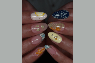 Glittery, gem-studded vacation nails perfect for beach parties