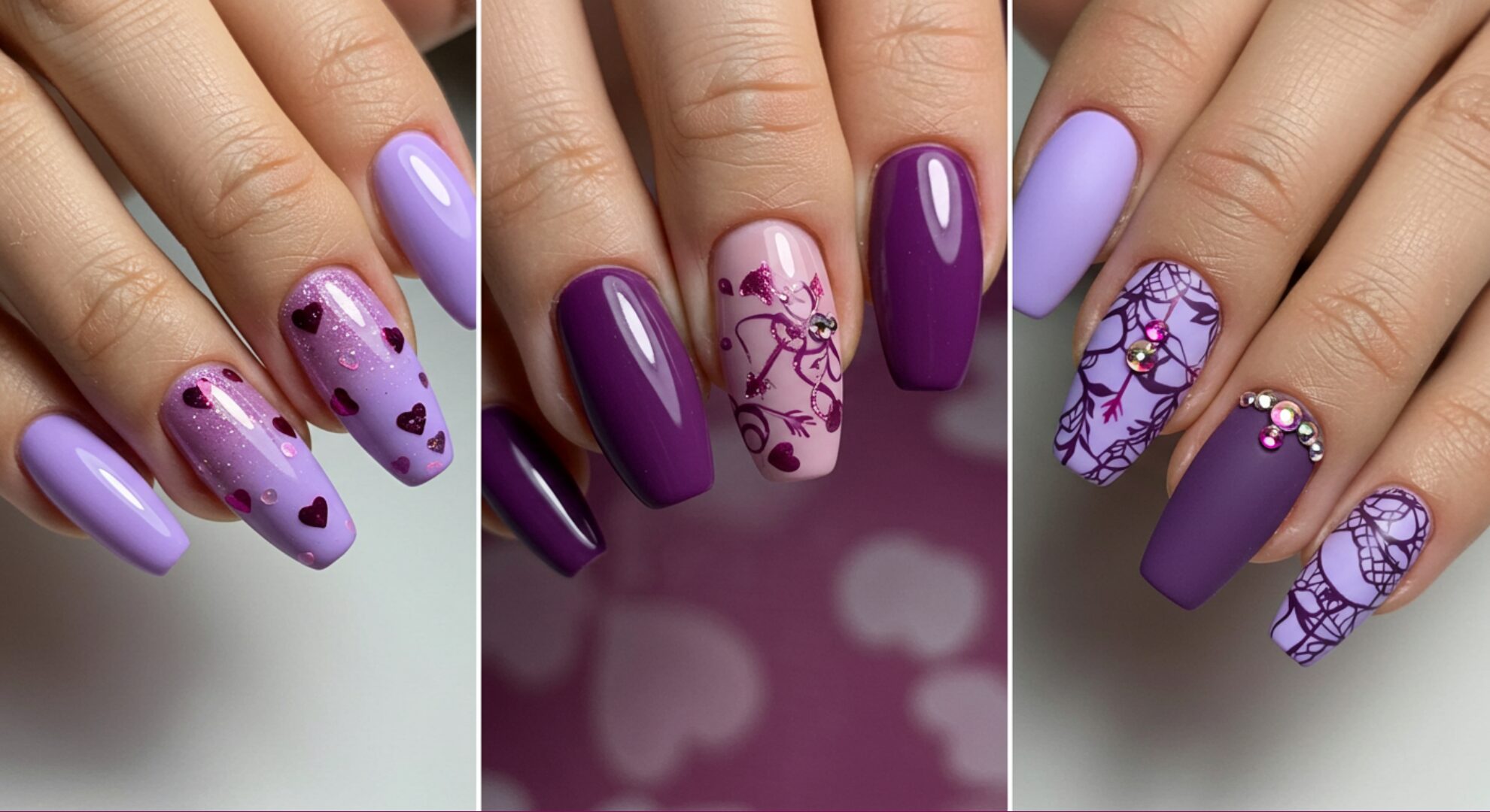 Elevate Your Nail Designs 141 Purple Valentine’s Nail Designs