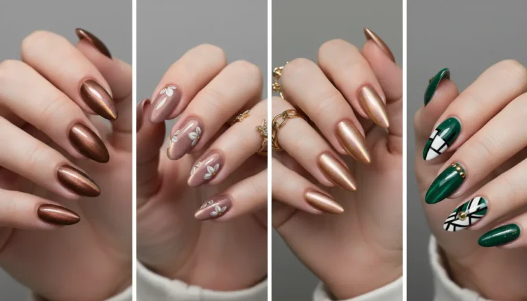 Cat eye nails design featuring velvet shine and metallic effect