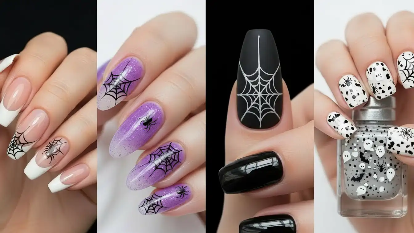 Halloween Spider Nail Art elegant, bold, themed, and modern spider web nail designs.